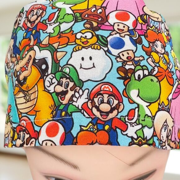 Super Mario ~ Ponytail Scrub Cap, Nurse Cap, Scrub Hat, OR, CNA, MD, Gift. - Picture 3 of 5